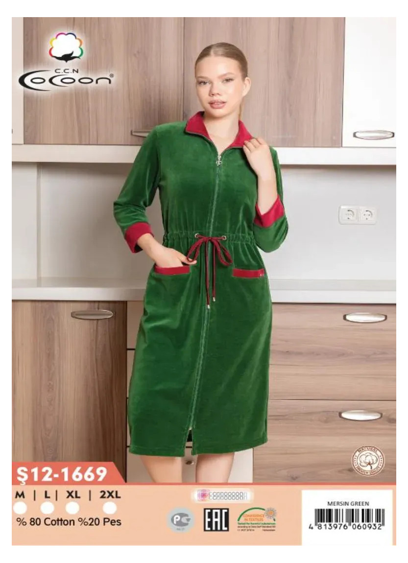 CCNŞ12-1669_MRG Velour Women's Robe (M+L+XL+2XL) — Turkey wholesale collection