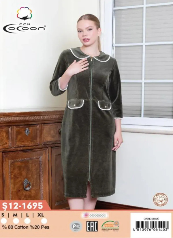 CCNŞ12-1695_DKH Velour Women's Robe (S+M+L+XL) — Istanbul wholesale supplier