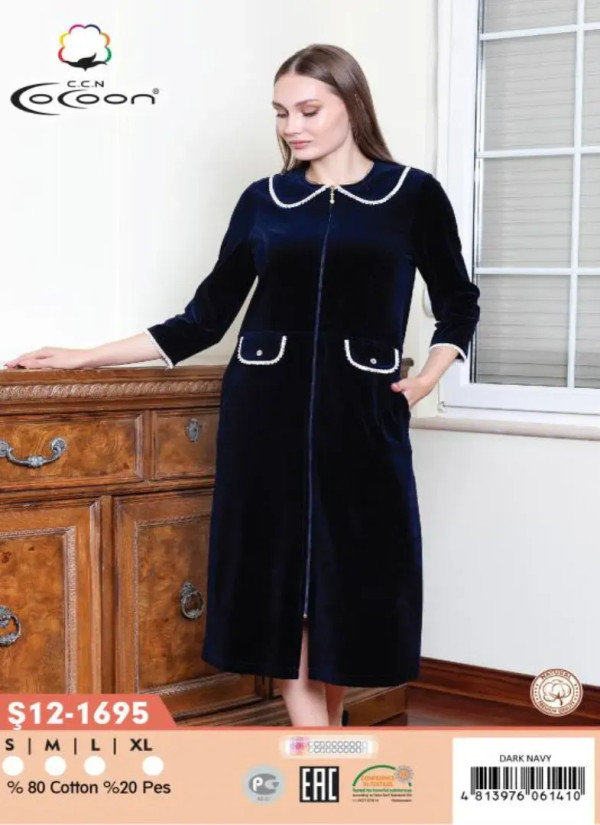 CCNŞ12-1695_DRN Velour Women's Robe (S+M+L+XL) — wholesale for boutiques