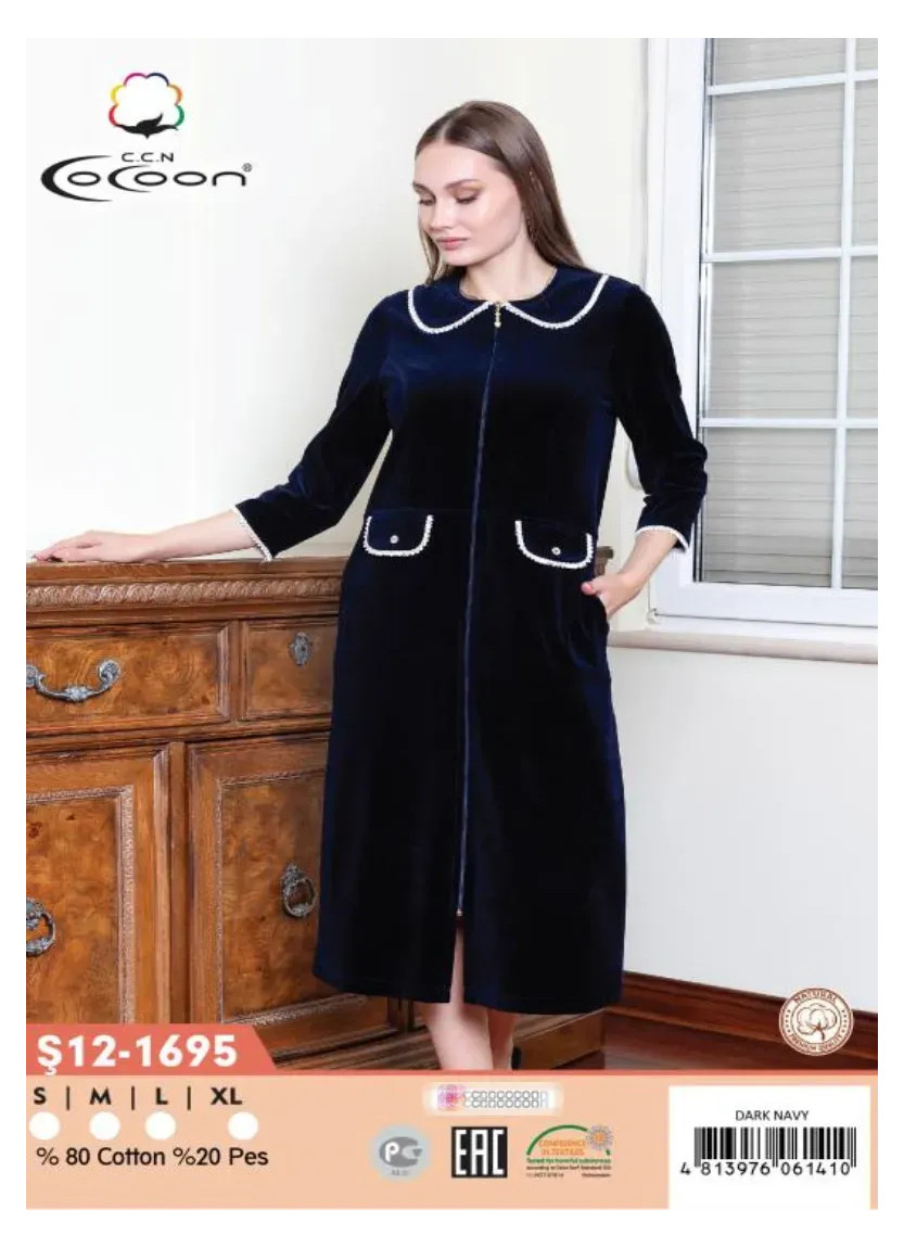 CCNŞ12-1695_DRN Velour Women's Robe (S+M+L+XL) — wholesale for boutiques
