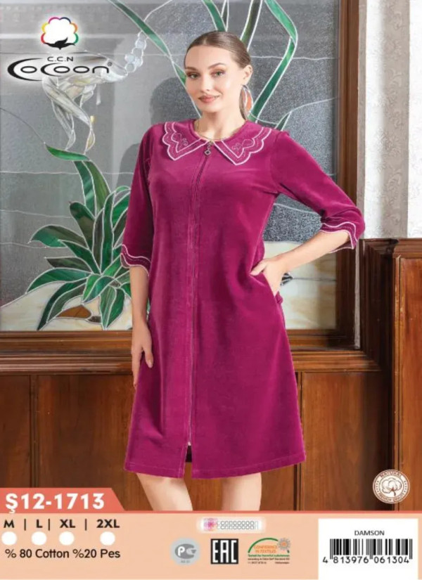 CCNŞ12-1713_DMS Velour Women's Robe (M+L+XL+2XL) — wholesale for boutiques