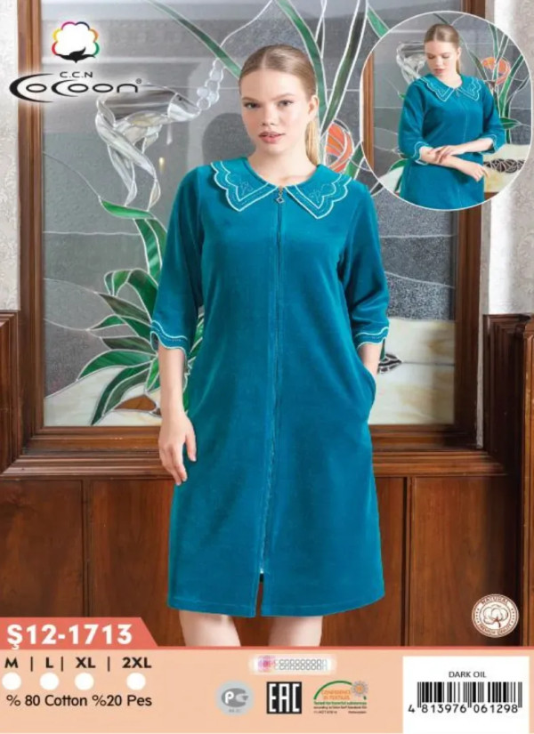 CCNŞ12-1713_DOL Velour Women's Robe (M+L+XL+2XL) — Turkey wholesale collection