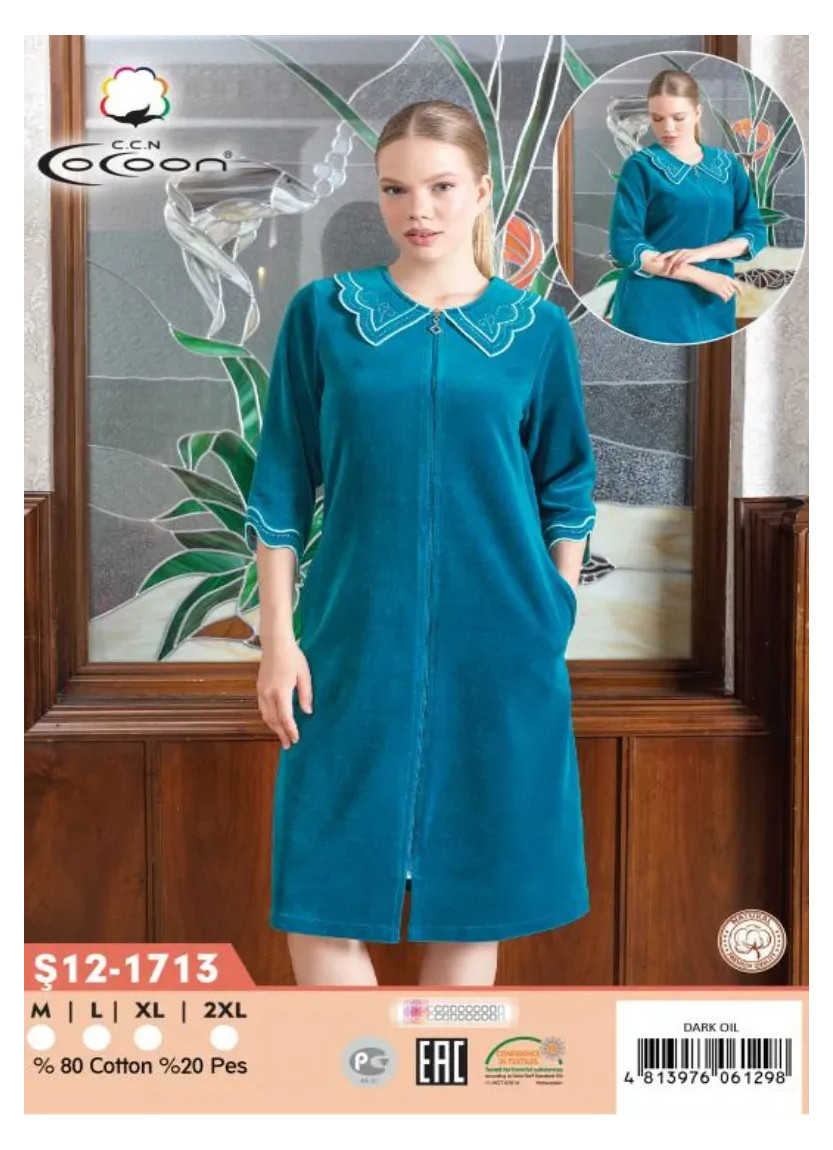CCNŞ12-1713_DOL Velour Women's Robe (M+L+XL+2XL) — Turkey wholesale collection