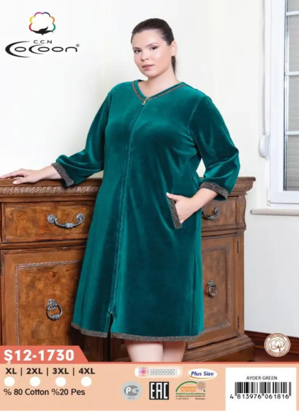 Велюровое Платье (XL+2XL+3XL+4XL) CCNŞ12-1730_AGR — купить оптом со Стамбула