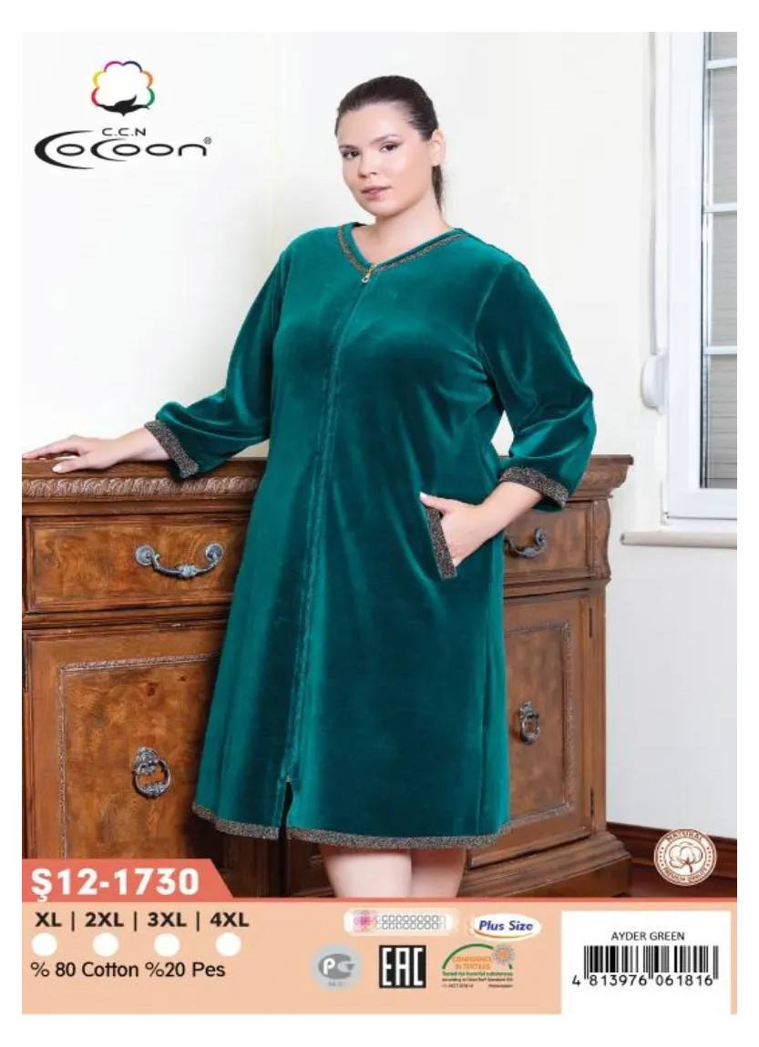 CCNŞ12-1730_AGR Velour Dress (XL+2XL+3XL+4XL) — Istanbul wholesale supplier