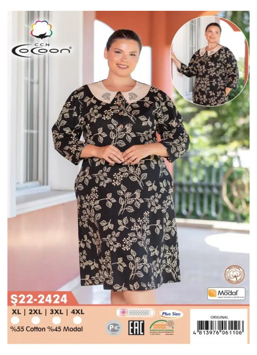 CCNŞ22-2424_ORI Modal Dress (XL+2XL+3XL+4XL) — Turkish factory wholesale