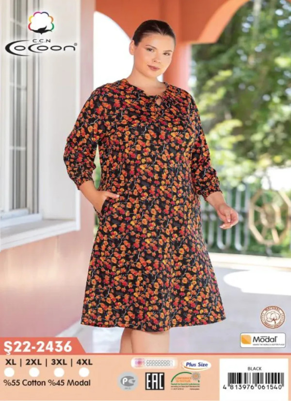 CCNŞ22-2436_BLK Modal Dress (XL+2XL+3XL+4XL) — Istanbul wholesale supplier