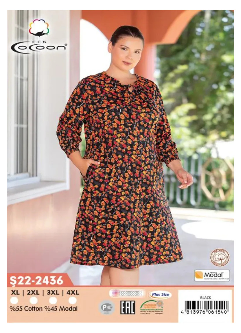 CCNŞ22-2436_BLK Modal Dress (XL+2XL+3XL+4XL) — Istanbul wholesale supplier
