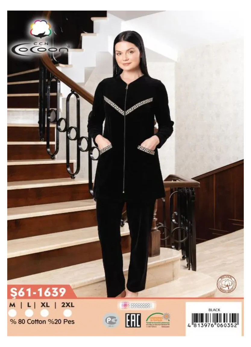 CCNŞ61-1639_BLA Velour Pants Homewear Set (M+L+XL+2XL) — Turkey wholesale collection