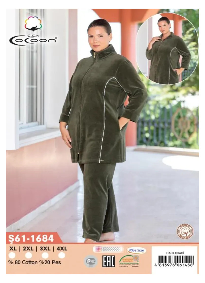 CCNŞ61-1684_DKH Velour Pants Homewear Set (XL+2XL+3XL+4XL) — Istanbul wholesale supplier