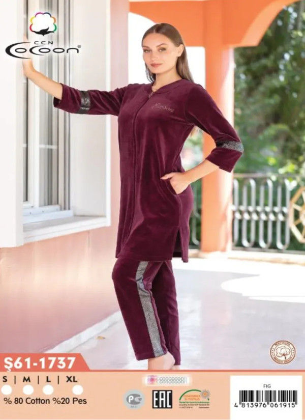 CCNŞ61-1737_FIG Velour Pants Homewear Set (S+M+L+XL) — Turkey wholesale collection