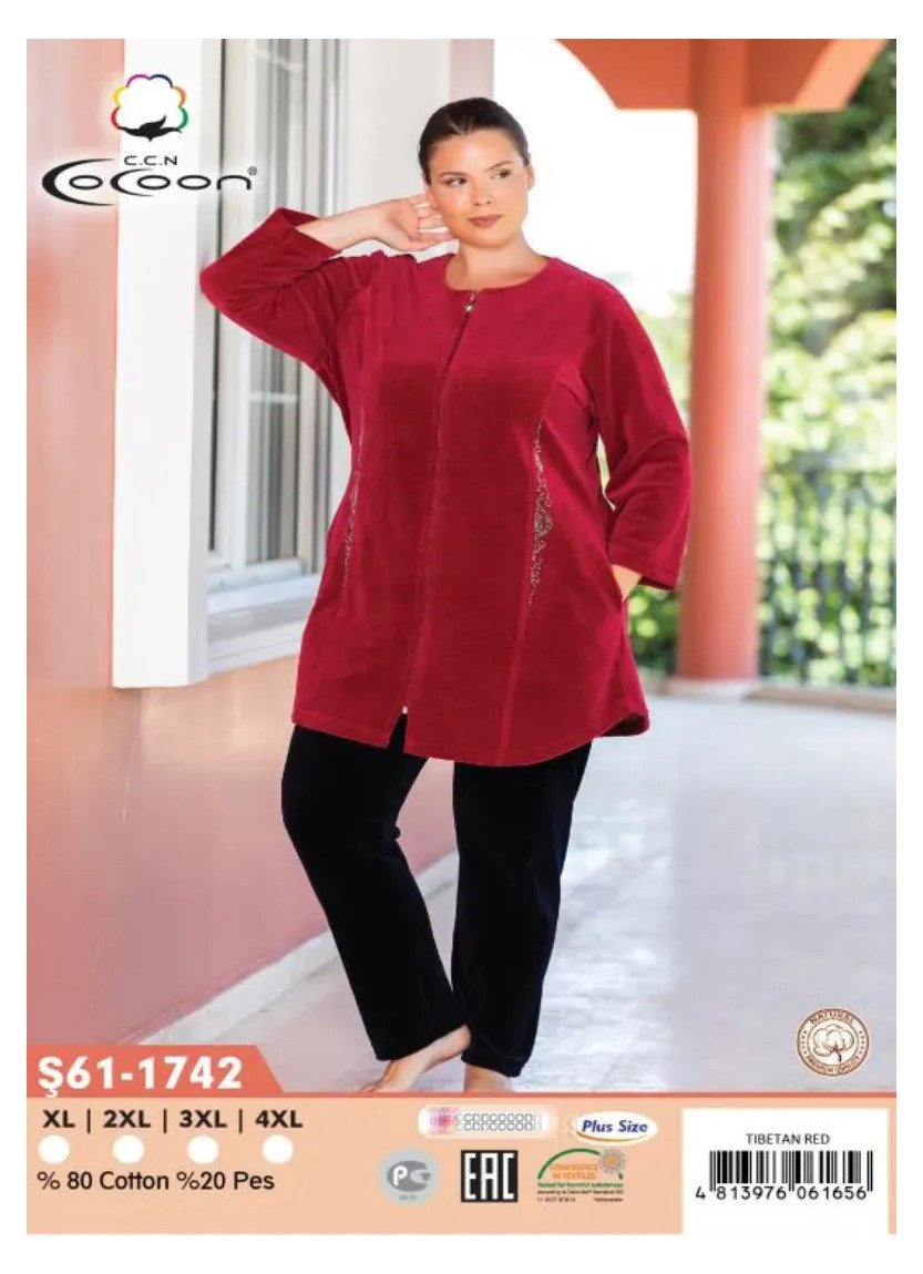 CCNŞ61-1742_TTR Velour Pants Homewear Set (XL+2XL+3XL+4XL) — Istanbul wholesale supplier
