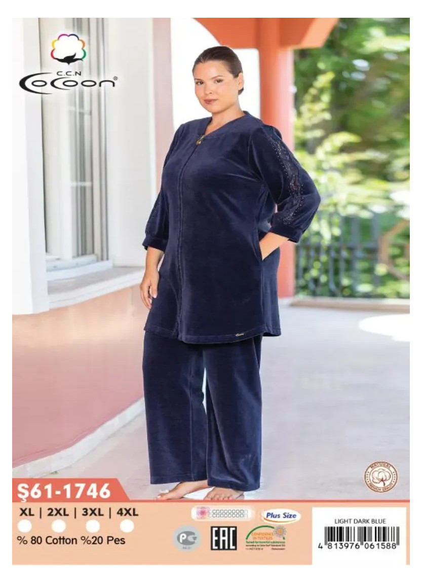 Велюровый Костюм (XL+2XL+3XL+4XL) CCNŞ61-1746_LDB — прямые поставки из Турции