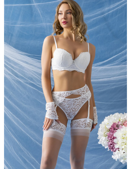 Женский Бюстгальтер Half Push-Up, Пояс для Чулок, Стринги и Чулки 4 в 1 Gallipoli 32322 WHITE Gallipoli — купить оптом из Турции