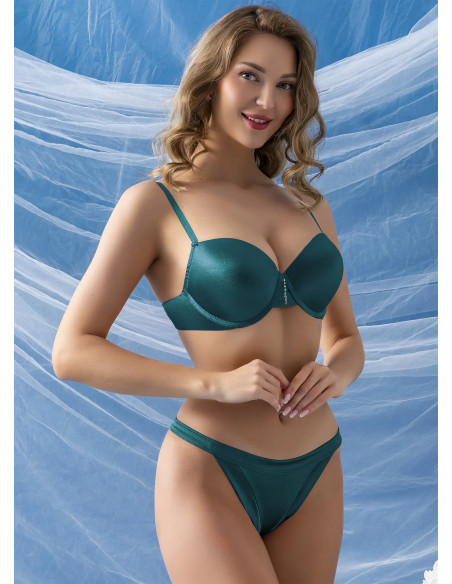 Half Push-Up Bra and Panties Set Gallipoli 32211 ZÜMRÜT — direct Turkish factory supply