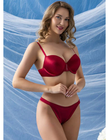 Half Push-Up Bra and Panties Set Gallipoli 32211 BORDO — direct Turkish factory supply
