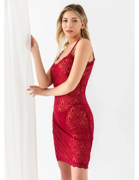 Women's Sheer Chemise Gallipoli 31842 BORDO — Turkish textile wholesale