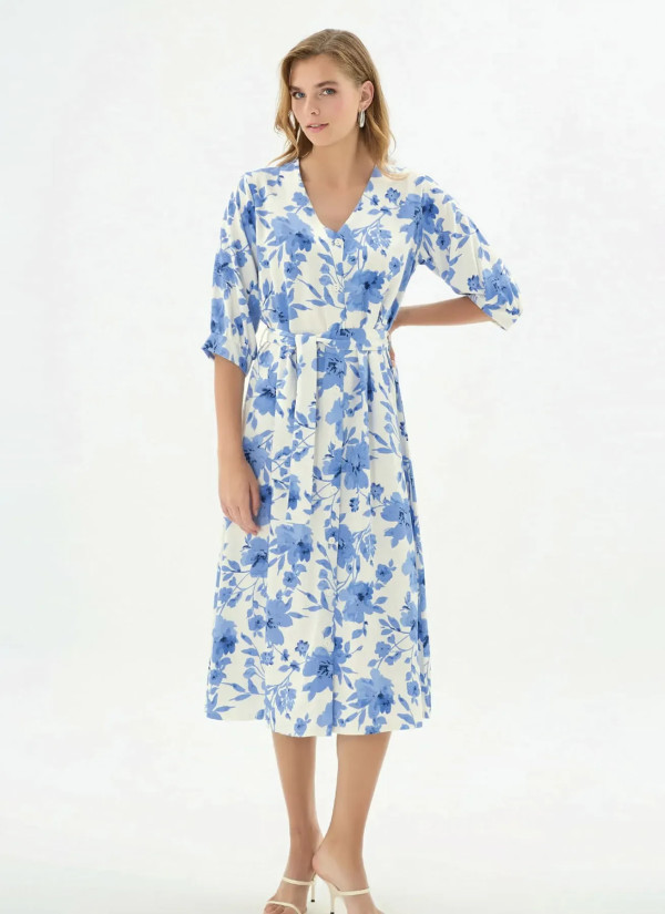 Women's Long Button-Down Dress (S+M+L+XL) GIZZEY 21445 — direct Turkish factory supply