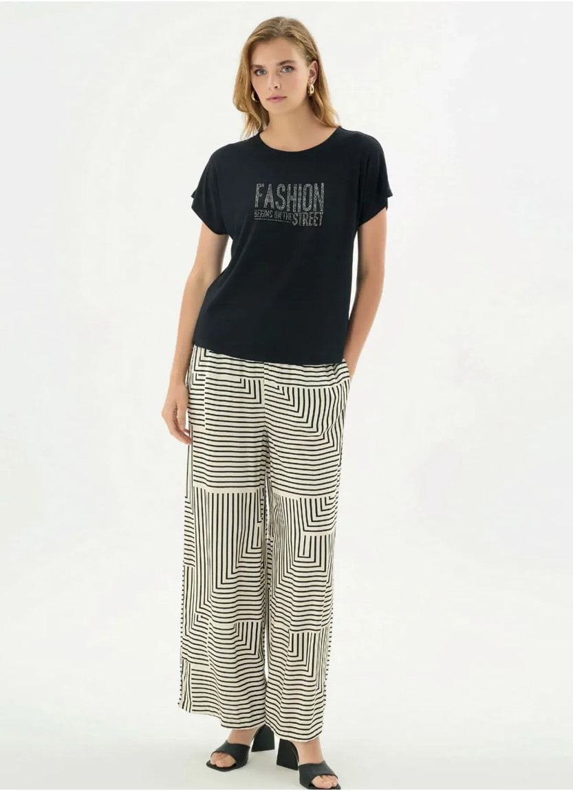 Women's Printed Trousers Set (S+M+L+XL+2XL) GIZZEY 21451 — Turkish textile wholesale