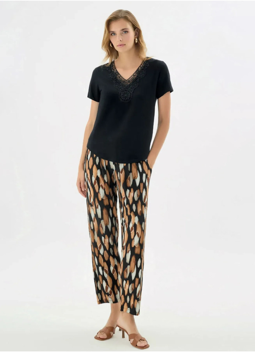 Women's Trousers Set with Guipure Collar (S+M+L+XL+2XL) GIZZEY 21493 — factory-direct from Turkey