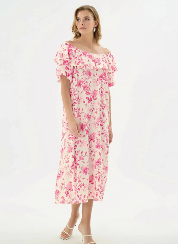 Women's Long Dress with Open Shoulders (S+M+L+XL) GIZZEY 21497 — factory-direct from Turkey