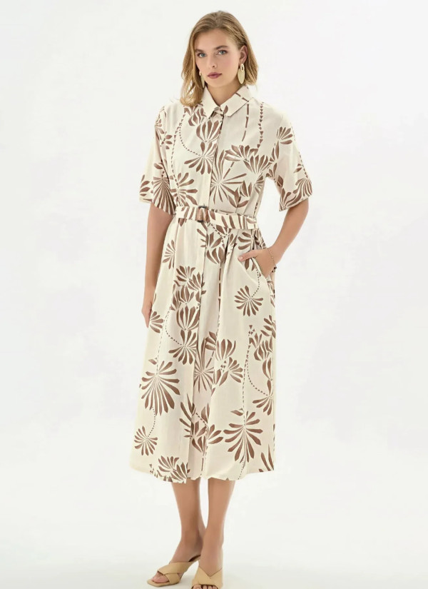 Women's Long Button-Down Dress (S+M+L+XL) GIZZEY 21504 — wholesale from Turkey