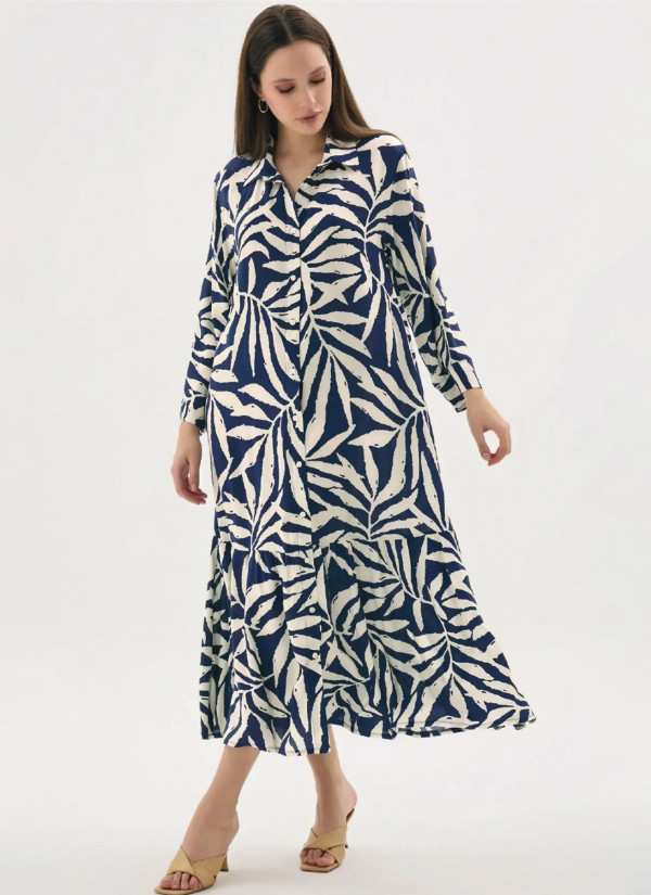 Women's Long Button-Down Dress (S+M+L+XL+2XL) GIZZEY 21576 — factory-direct from Turkey