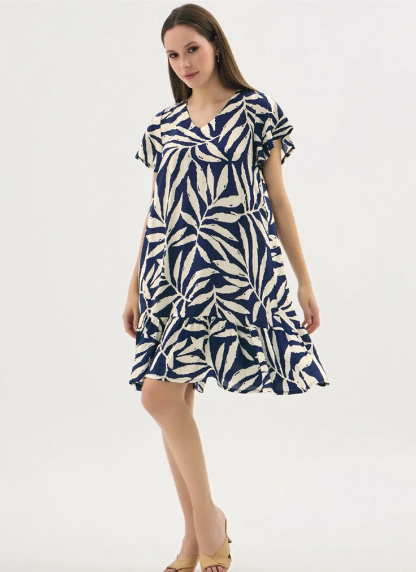 Women's Short Dress with V-Neck Neckline (S+M+L+XL) GIZZEY 21577 — Turkish textile wholesale