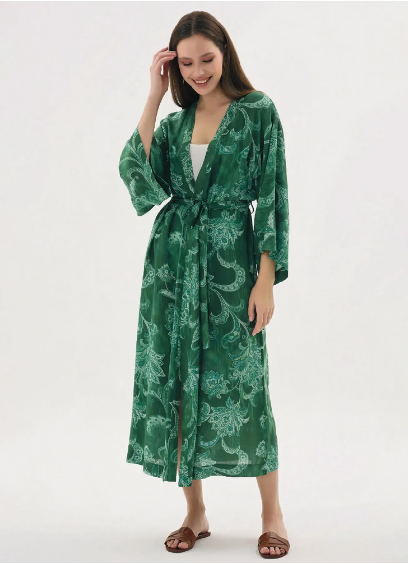 Женское длинное кимоно S+M+L+XL GIZZEY 21585 — купить оптом из Турции