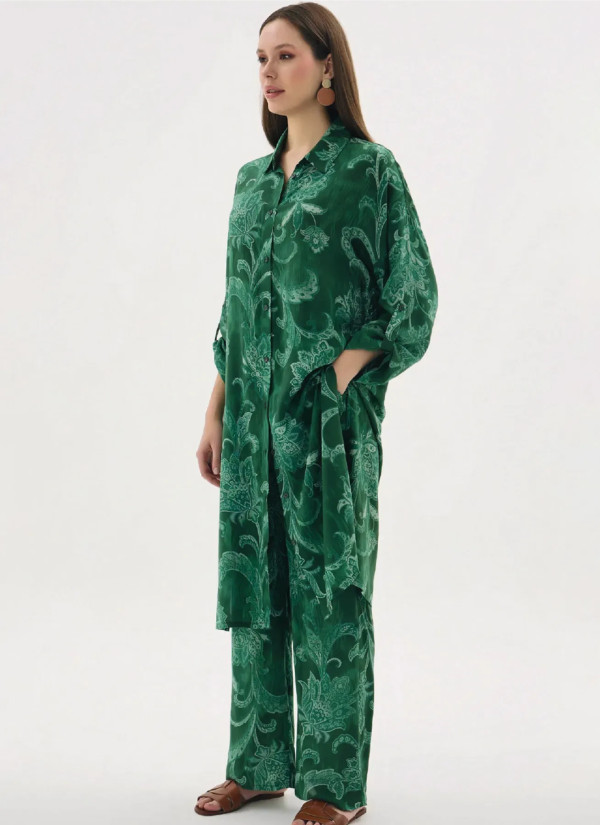 Женский брючный комплект с платьем на пуговицах S+M+L+XL+2XL GIZZEY 21587 — турецкий текстиль оптом