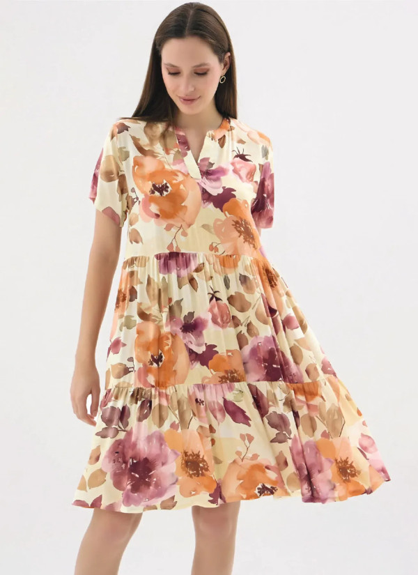 Women's Short Dress with Stand Collar (S+M+L+XL+2XL) GIZZEY 21597 — Turkey wholesale collection