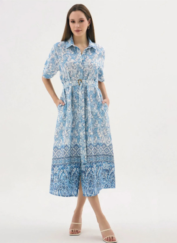 Women's Long Button-Down Dress (S+M+L+XL+2XL) GIZZEY 21607 — Turkish factory wholesale