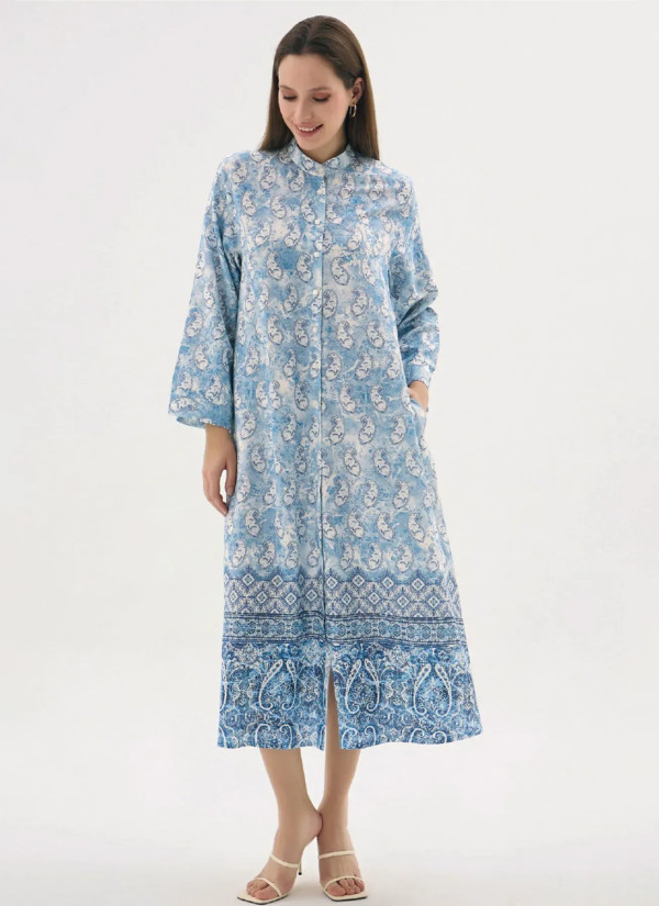 Women's Long Button-Down Dress with Stand Collar (S+M+L+XL+2XL) GIZZEY 21608 — Istanbul wholesale supplier