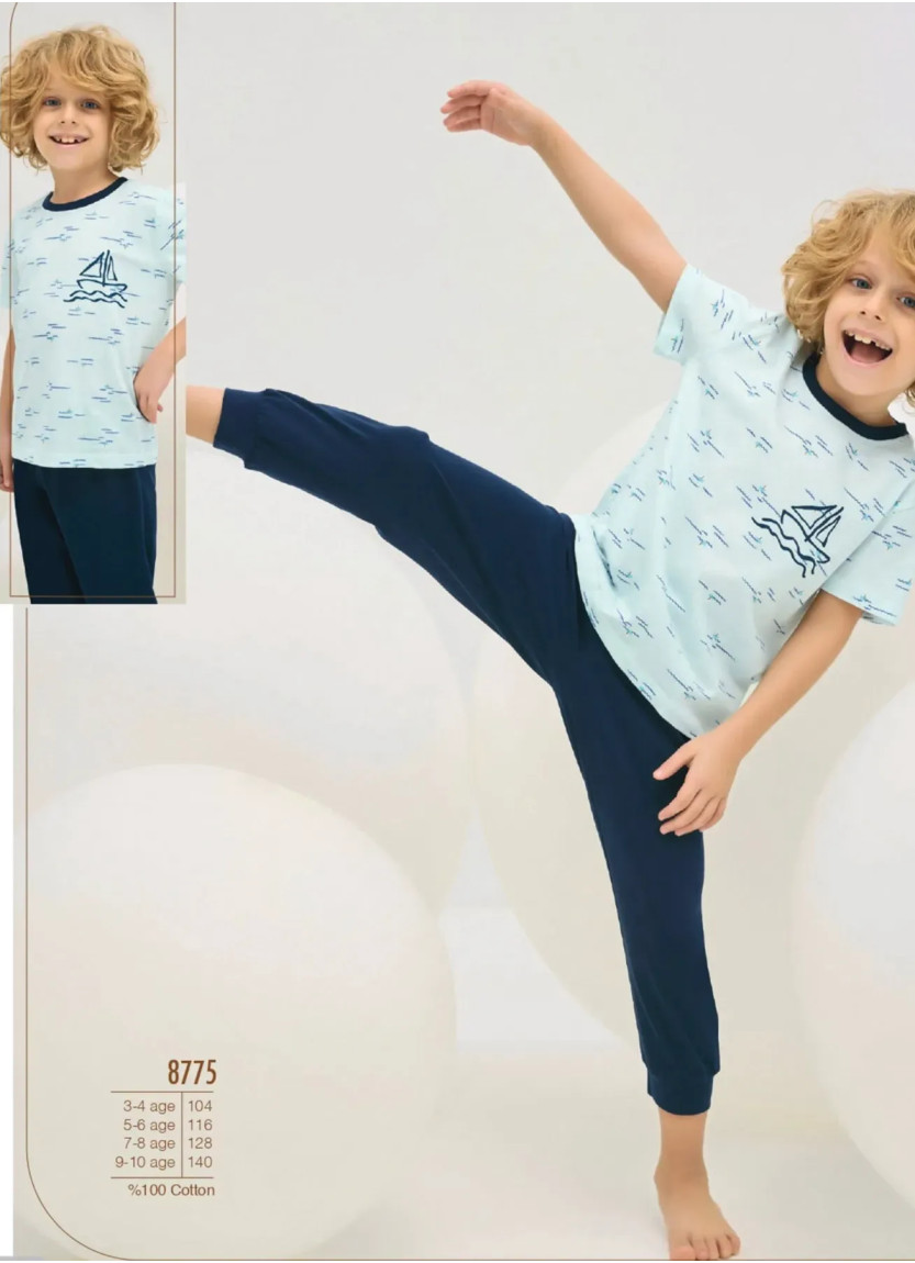 Children's Pajama Set with Print (3/4+5/6+7/8+9/10) ZeyZey 8775 — Turkish factory wholesale