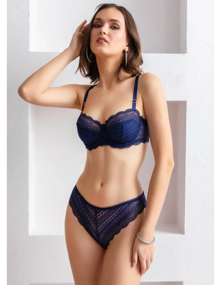 Women's Set Bra Null Cup and Briefs Gallipoli 31801 LACIVERT — Istanbul wholesale supplier