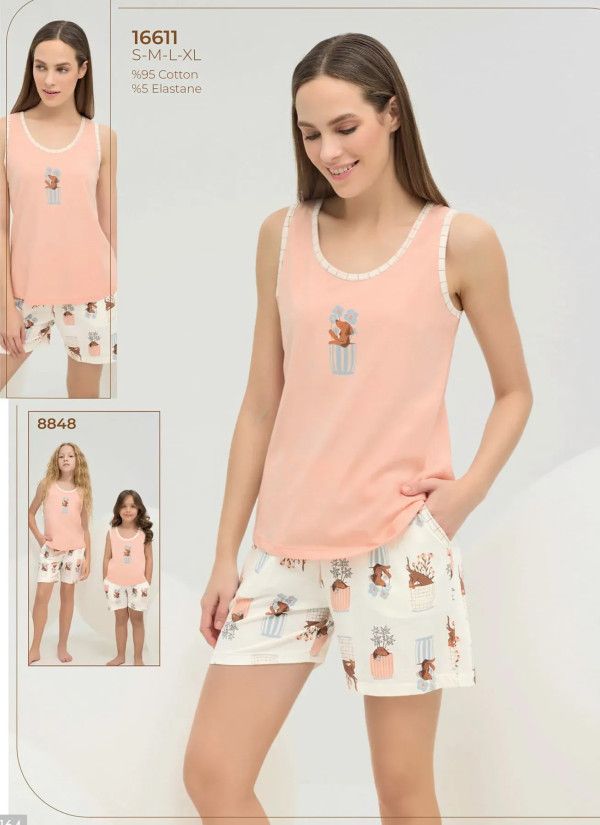 Women's Shorts Set with Print (S+M+L+XL) Sevim 16611 — factory-direct from Turkey