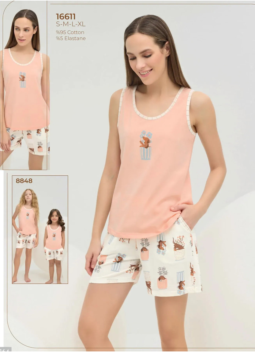 Women's Shorts Set with Print (S+M+L+XL) Sevim 16611 — factory-direct from Turkey