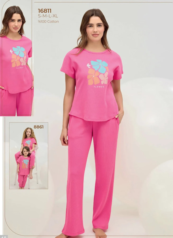 Women's Trousers Set with Print (S+M+L+XL) Sevim 16811 — factory-direct from Turkey