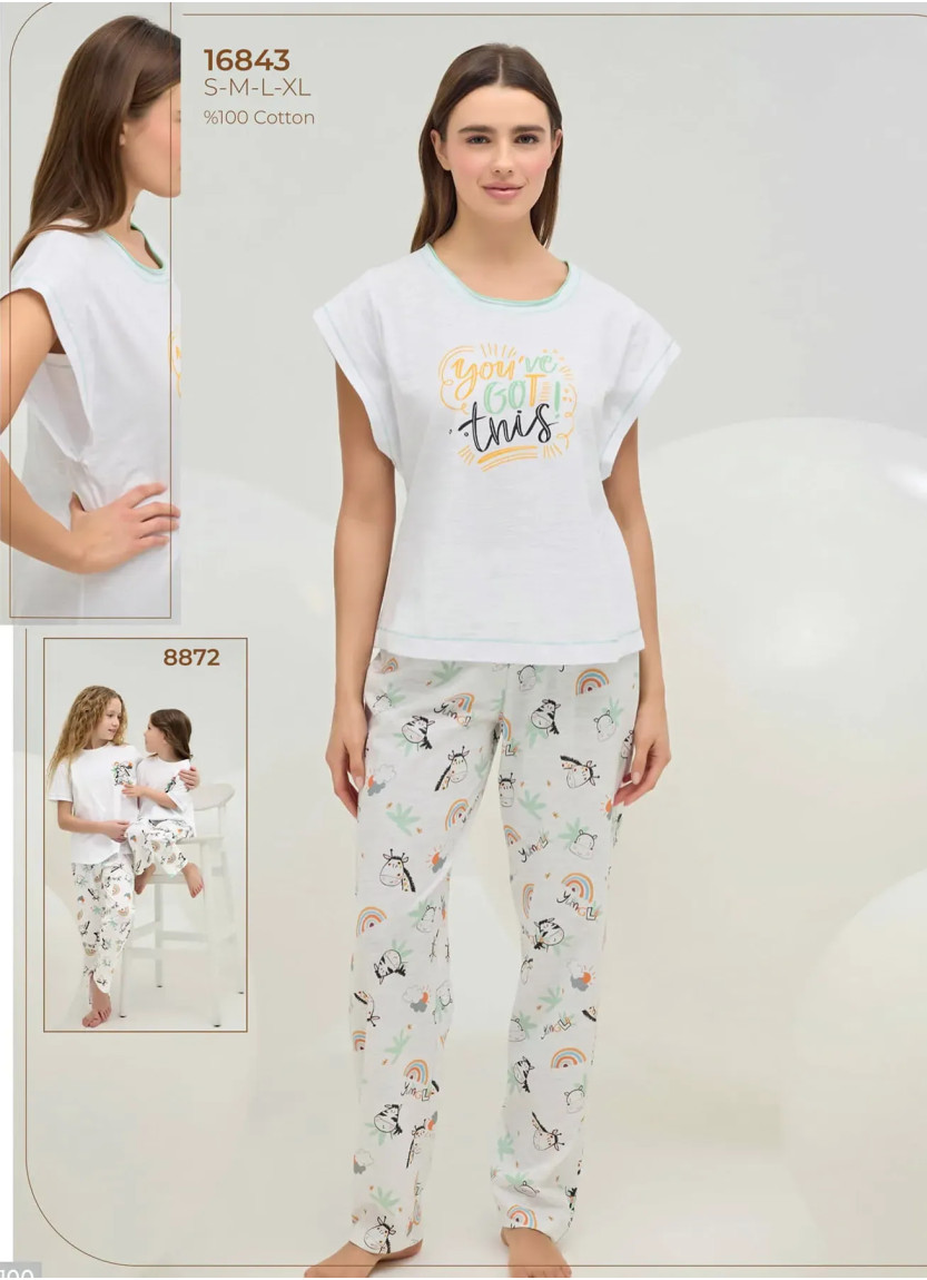 Женский Пижамный Комплект с Принтом S+M+L+XL Sevim 16843 — купить оптом из Турции