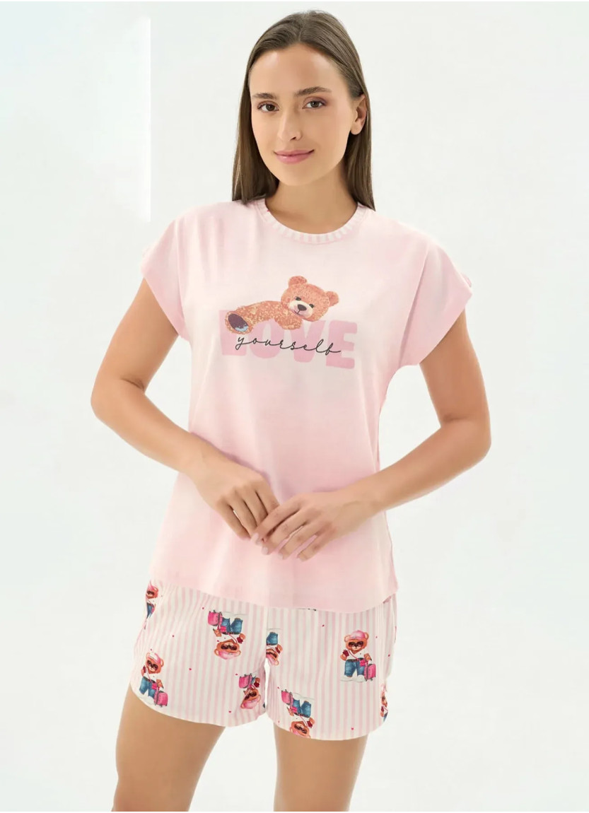 Women's Shorts Set with Print (S+M+L+XL) Sevim 17538 — direct Turkish factory supply