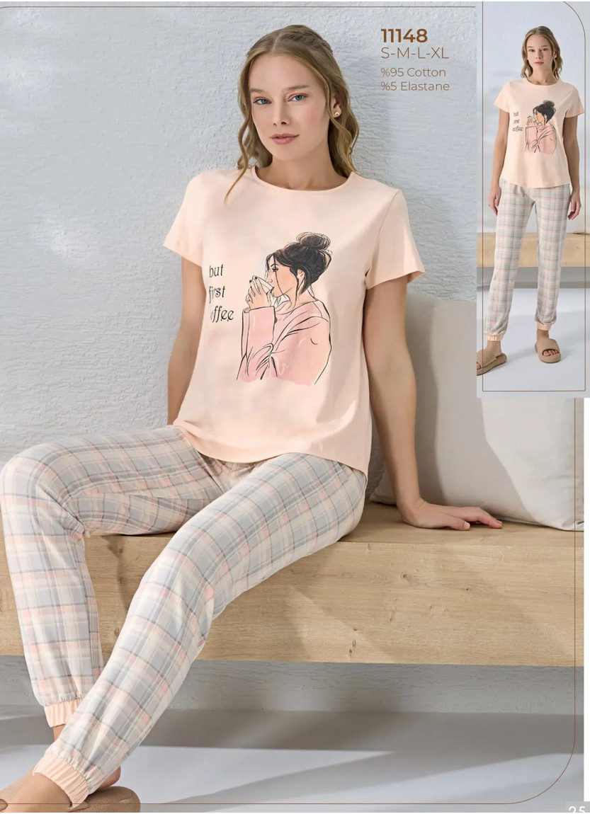 Women's Pajama Set with Print (S+M+L+XL) Sevim 11148 — Turkish factory wholesale