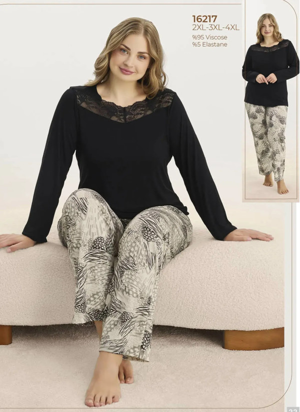 Women's Pajama Set (2XL+3XL+4XL) Sevim 16217 — direct Turkish factory supply