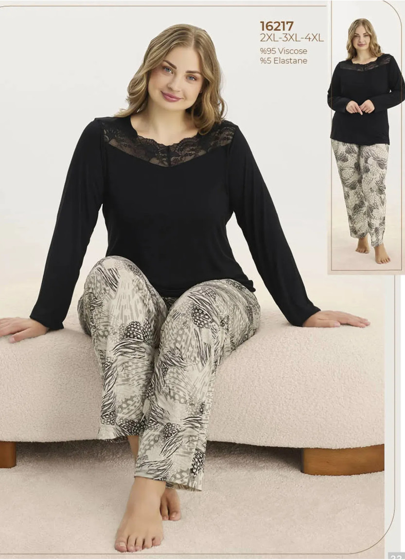 Женский Пижамный Комплект 2XL+3XL+4XL Sevim 16217 — оптом для магазинов и бутиков