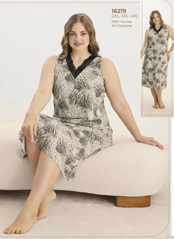 Women's Nightdress (2XL+3XL+4XL) Sevim 16219 — wholesale from Turkey