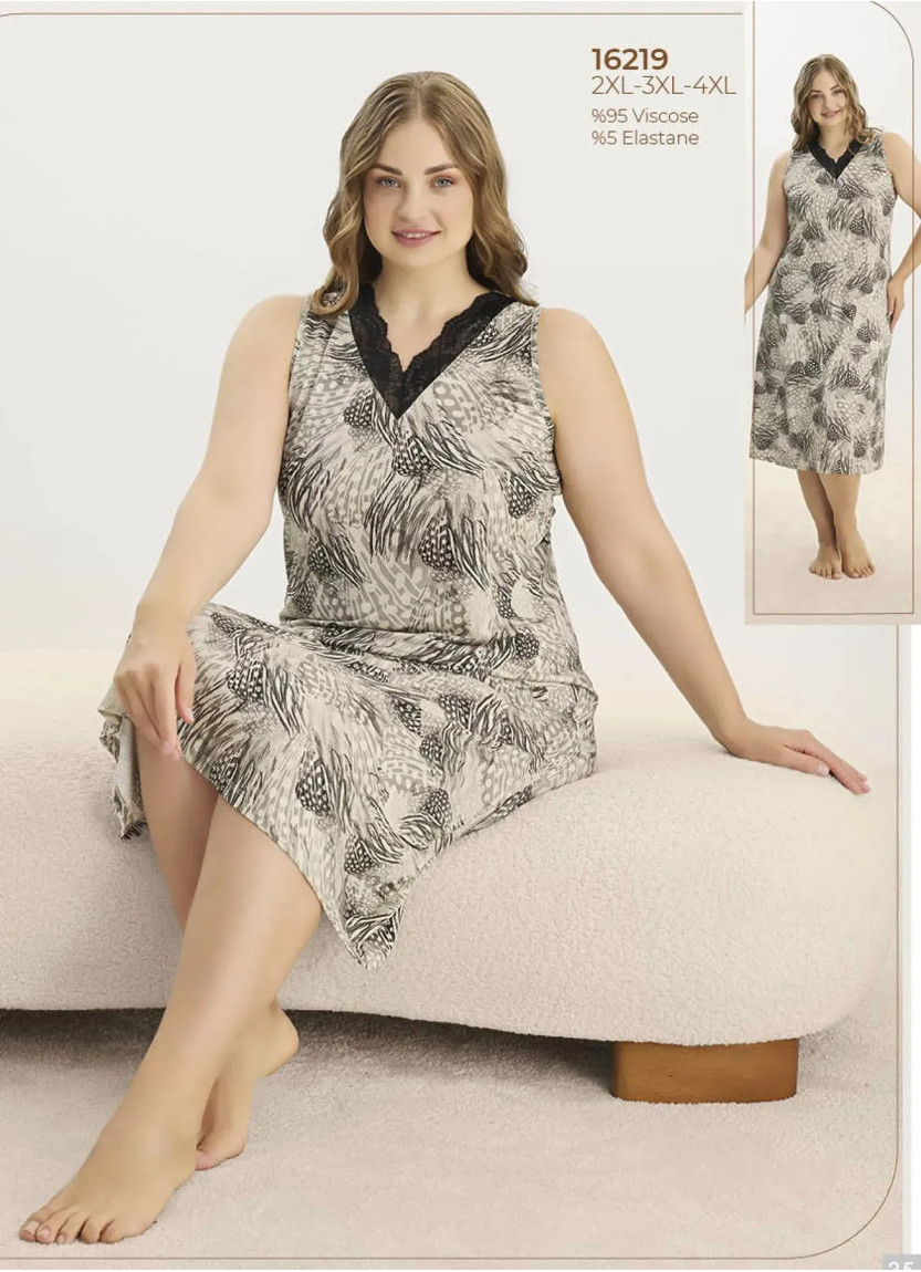 Women's Nightdress (2XL+3XL+4XL) Sevim 16219 — wholesale from Turkey