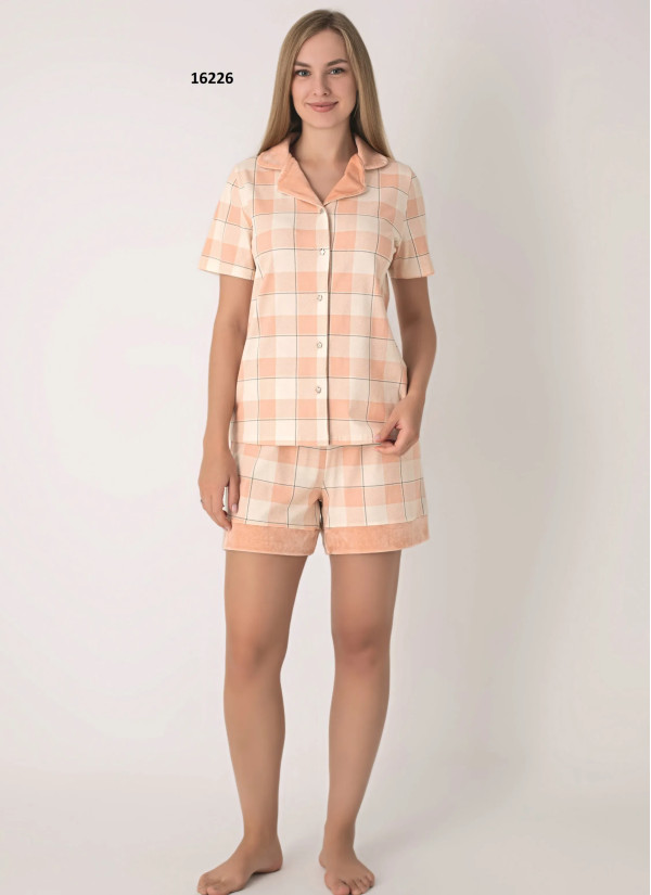 Women's Shorts Set with Button-Down (S+M+L+XL) Sevim 16226 — factory-direct from Turkey