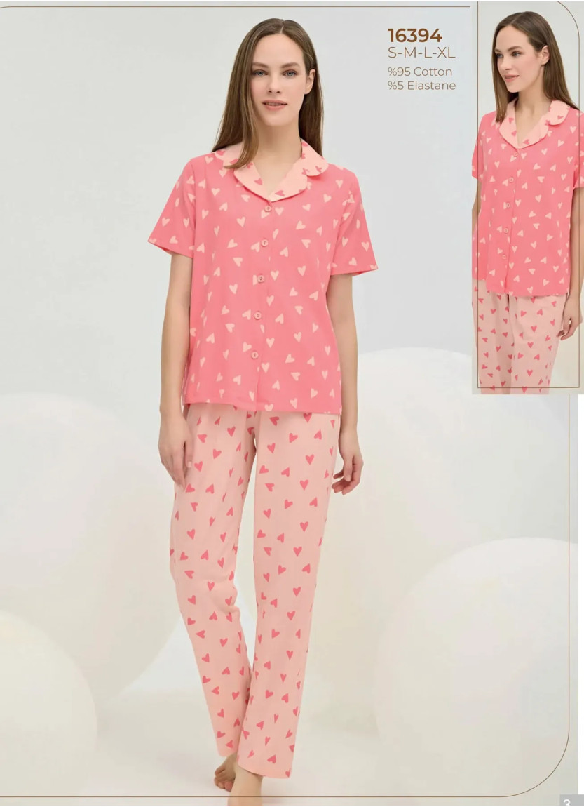 Women's Pajama Set with Button-Down (S+M+L+XL) Sevim 16394 — factory-direct from Turkey
