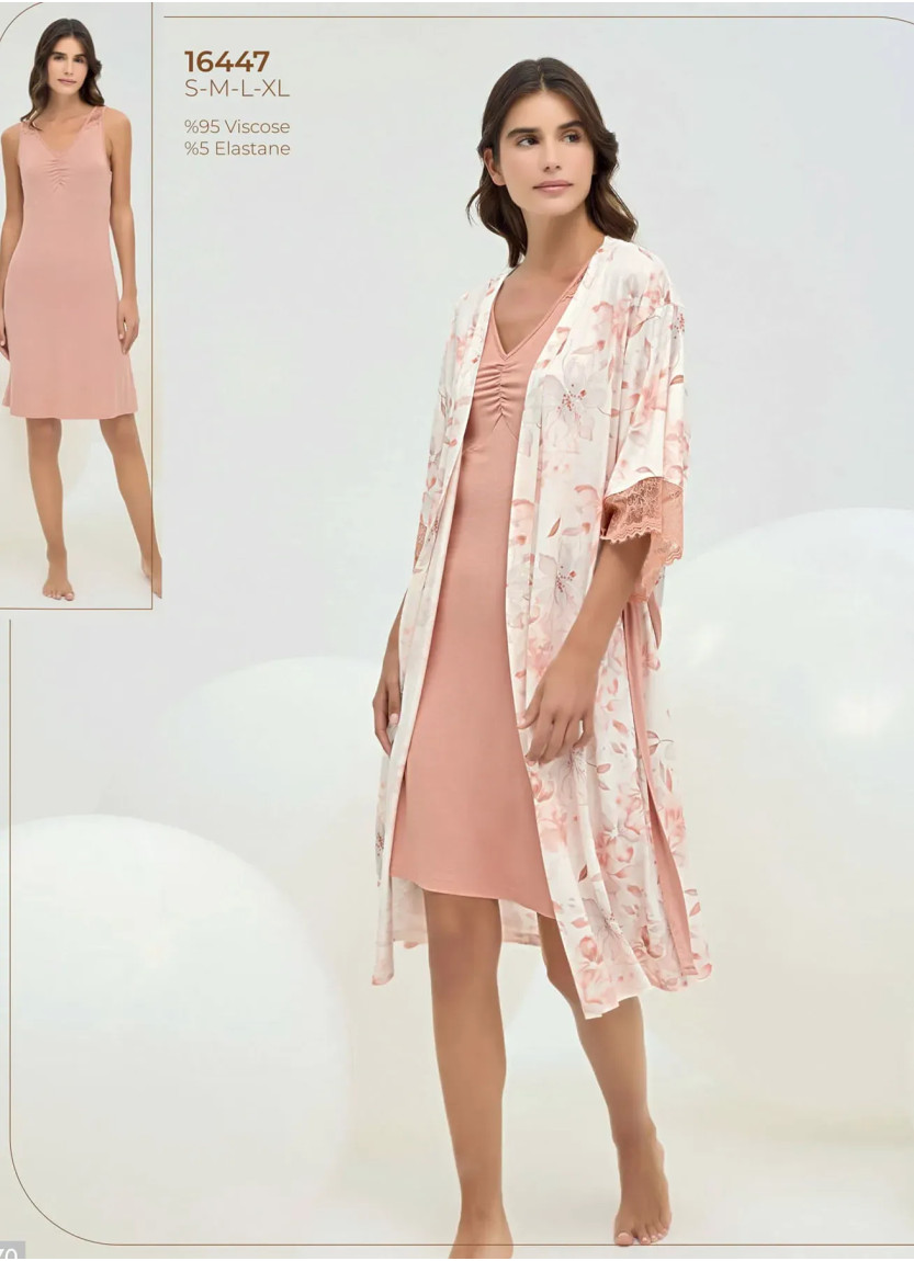 Женский Комплект с Халатом S+M+L+XL Sevim 16447 — турецкий текстиль оптом