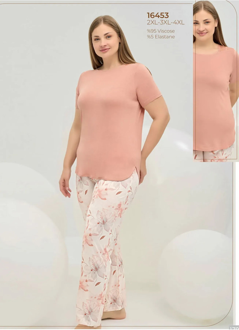 Женский Пижамный Комплект 2XL+3XL+4XL Sevim 16453 — оптом для магазинов и бутиков