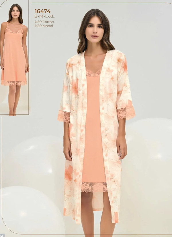 Women's Robe + Chemise Set (S+M+L+XL) Sevim 16474 — factory-direct from Turkey